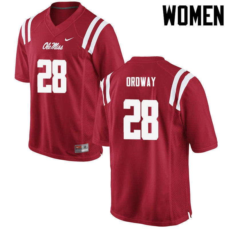 Cam Ordway Ole Miss Rebels NCAA Women's Red #28 Stitched Limited College Football Jersey YYZ1558KL